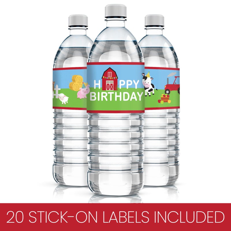 DISTINCTIVS Barnyard Farm Animal Birthday Party Water Bottle Labels - 20 Stickers - Image 4